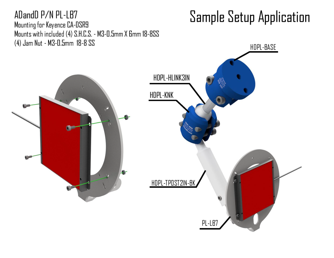 Keyence CA-DSR9 Mounts to PL-LB7 – Pop Link® Mounting Systems